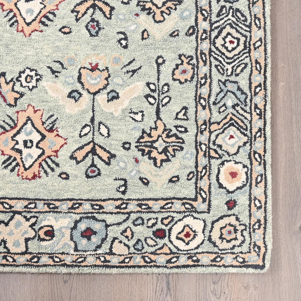 Handmade Wool Leopard Rug – Animal Oriental Area Rug with Floral Border