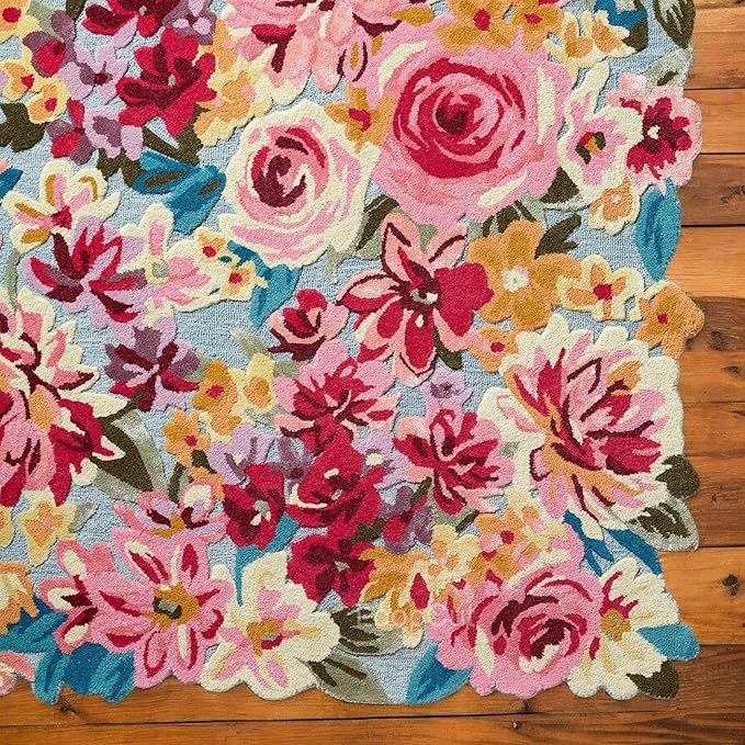 Multicolor Foliage Hand-Tufted Irregular Rug