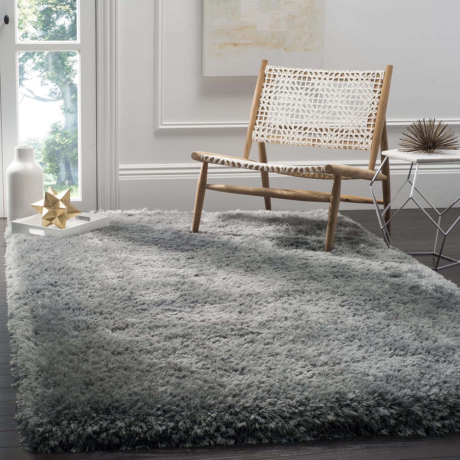 Mid Grey Handmade Shaggy Carpet – Ultra Soft Area Rug for Living Room & Bedroom