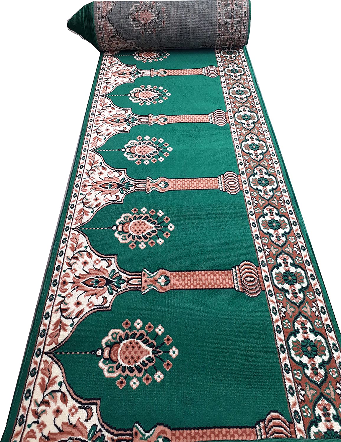 Green Janamaz Roll – Premium Masjid Carpet | Mosque Prayer Mat & Janamaz Rug