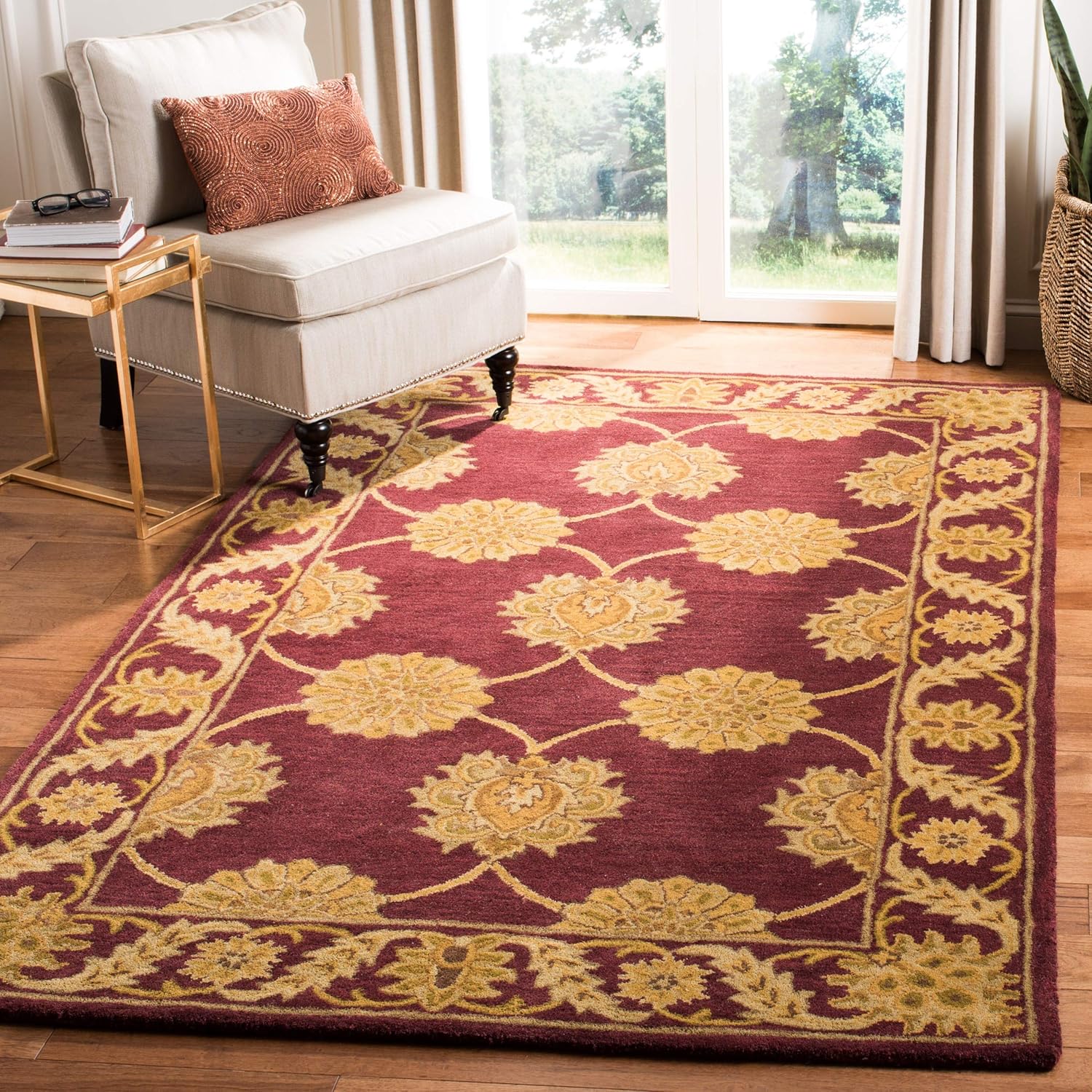 Maroon Handmade Vintage Persian Carpet