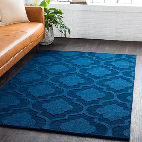 Blue Moraccan Cut-Loop Hand-Tufted Wool Rug