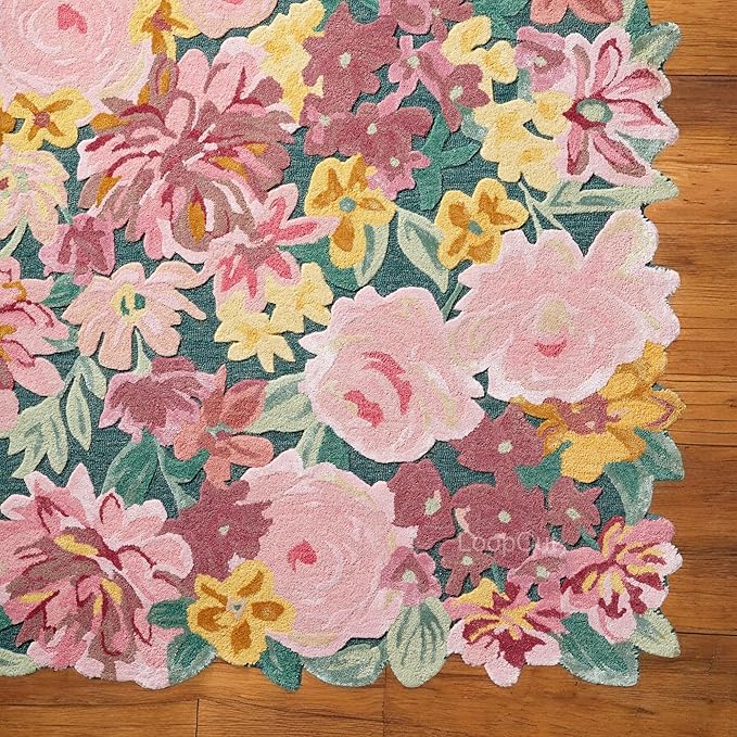 Multicolor Foliage Hand-Tufted Irregular Rug