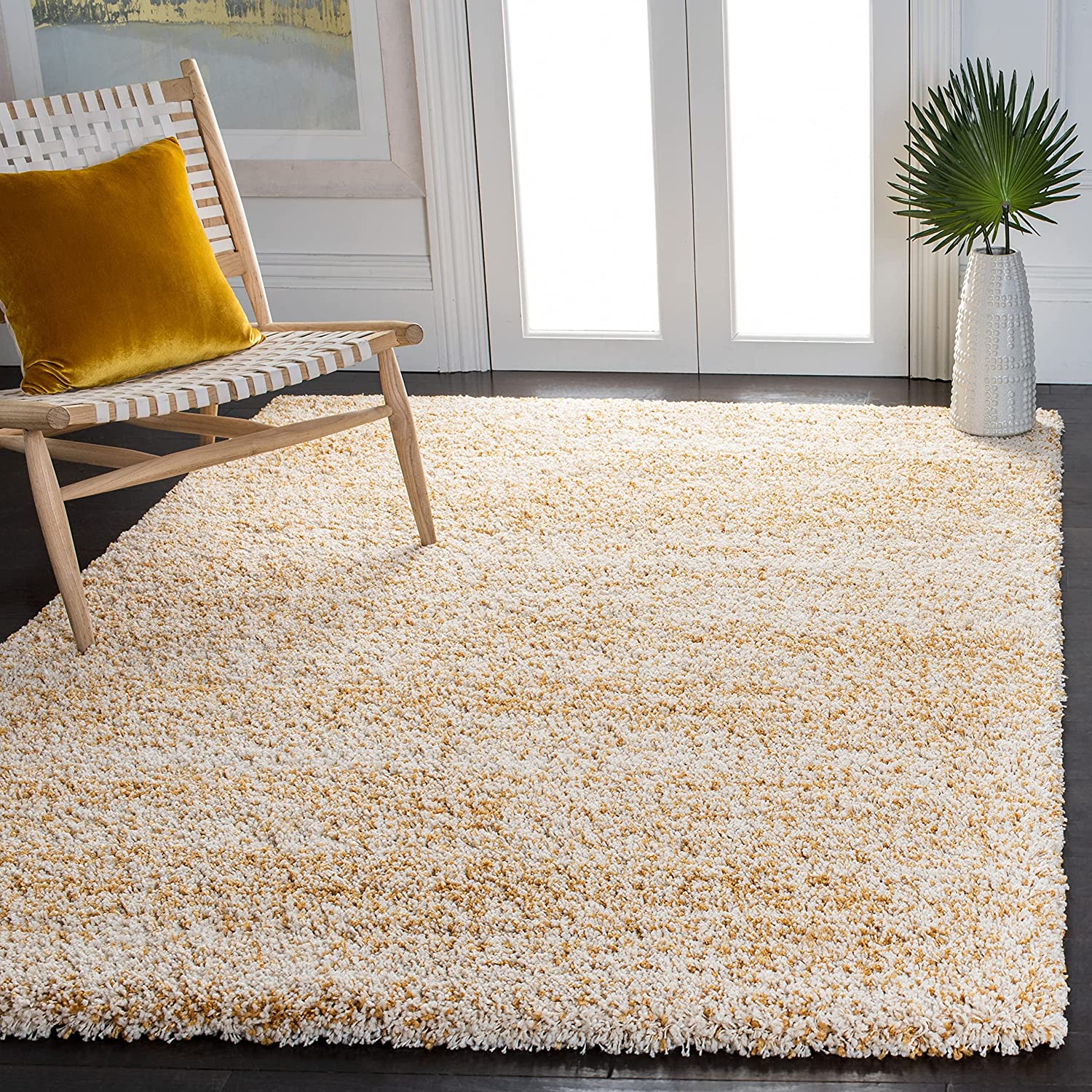 Yellow Ivory Handmade Ombre Microfibre Carpet – Soft Area Rug for Living Room, Bedroom & Hall