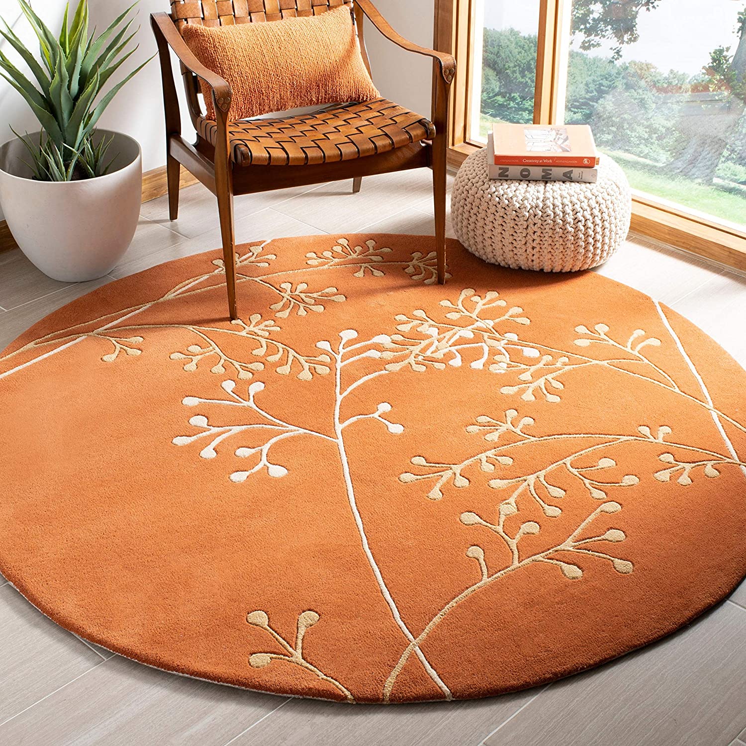 Rust Berry Hand Tufted Round Rug