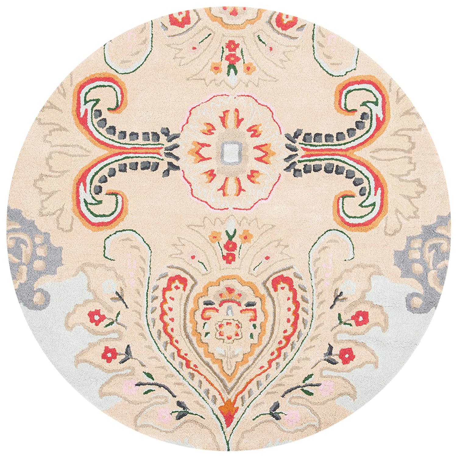 Peech Peacock Feather Hand Tufted Round Rug