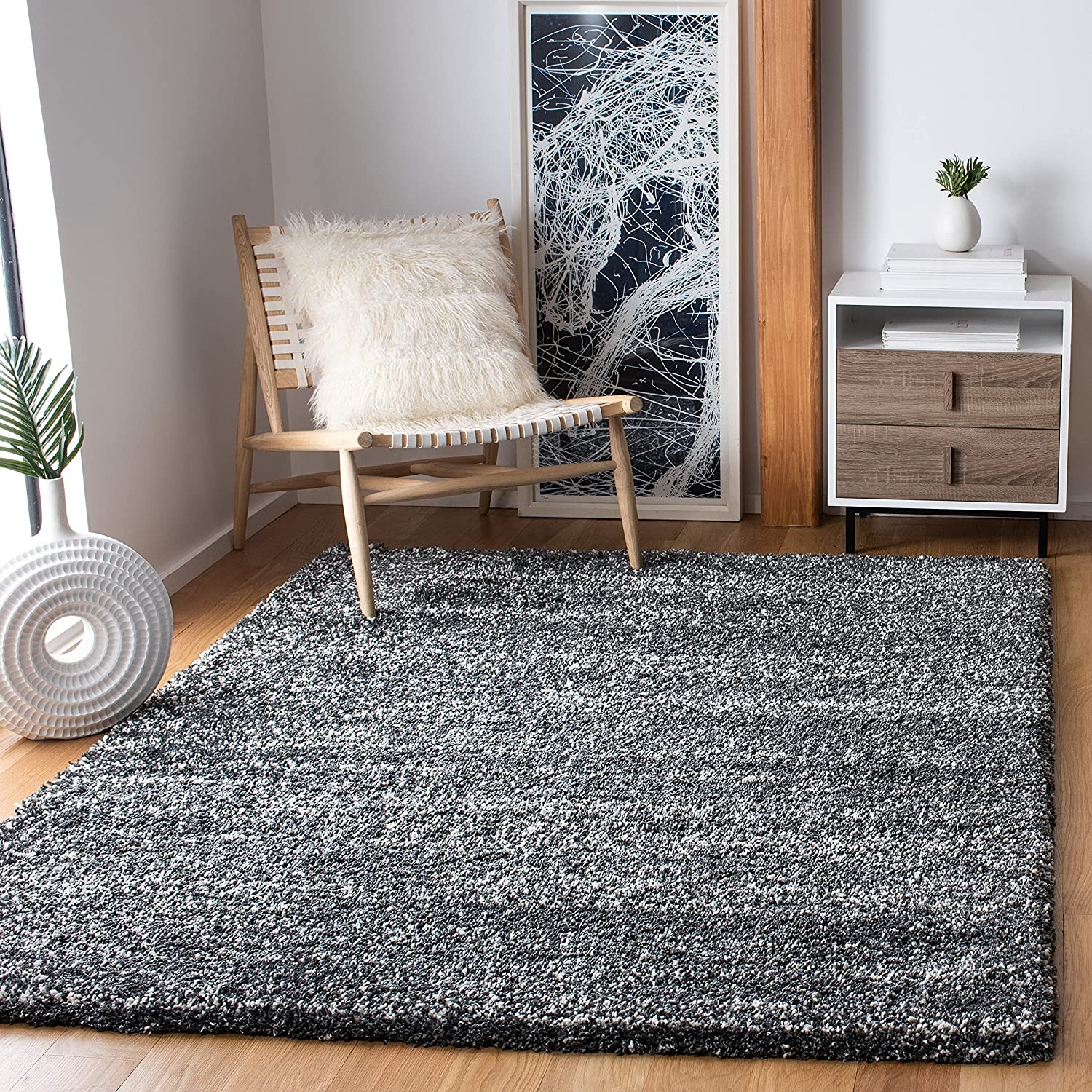 Grey Handmade Ombre Microfibre Carpet – Soft Area Rug for Living Room, Bedroom & Hall