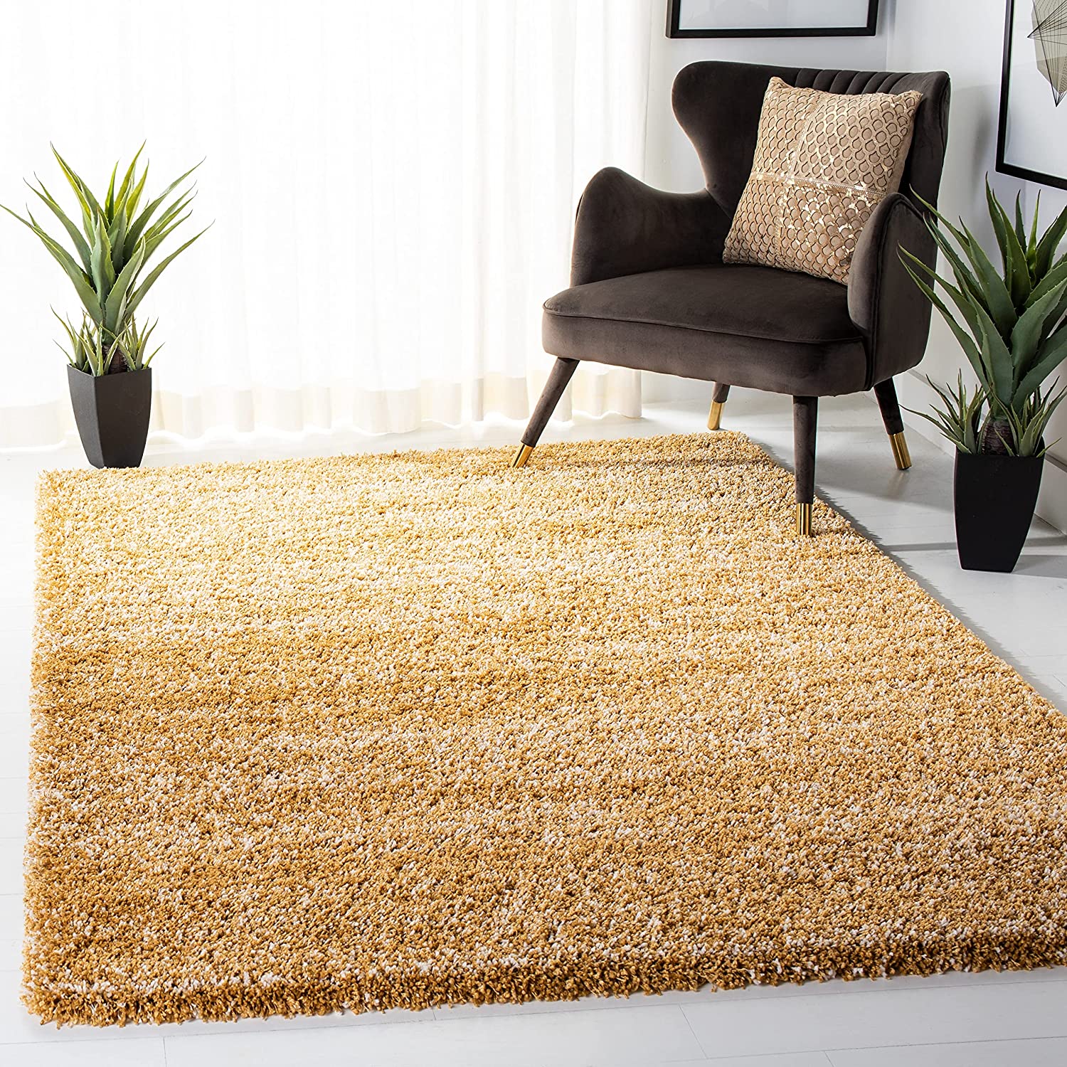 Yellow Handmade Ombre Microfibre Carpet – Soft Area Rug for Living Room, Bedroom & Hall