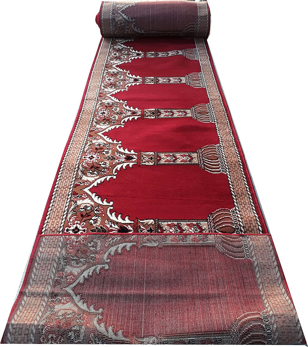Red Janamaz Roll – Premium Masjid Carpet | Mosque Prayer Mat & Janamaz Rug