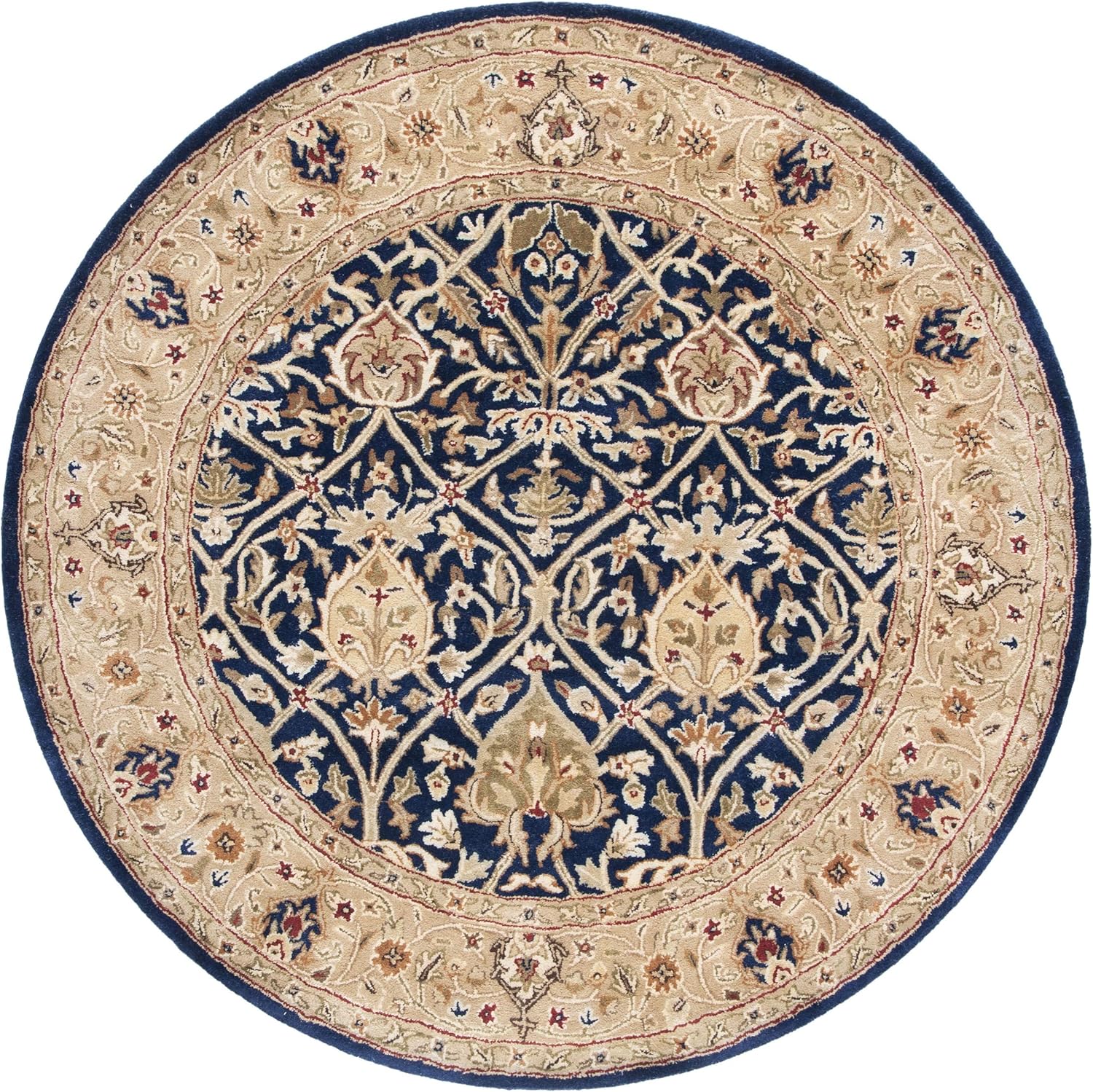 Blue and Gold Royal Persian Round Area Rug