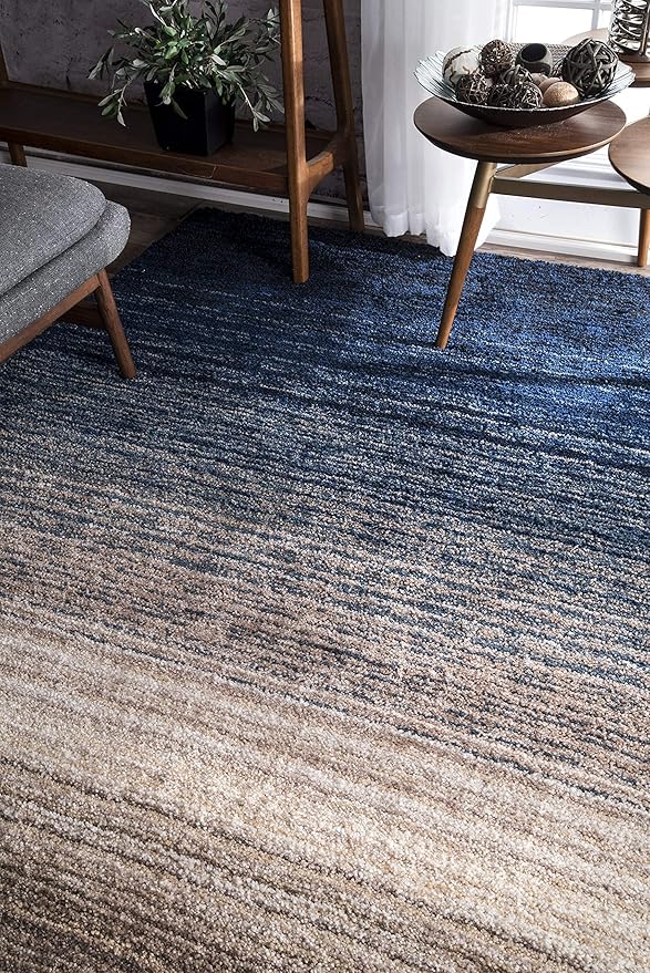 Blue Handmade Ombre Microfibre Carpet – Soft Area Rug for Living Room, Bedroom & Hall