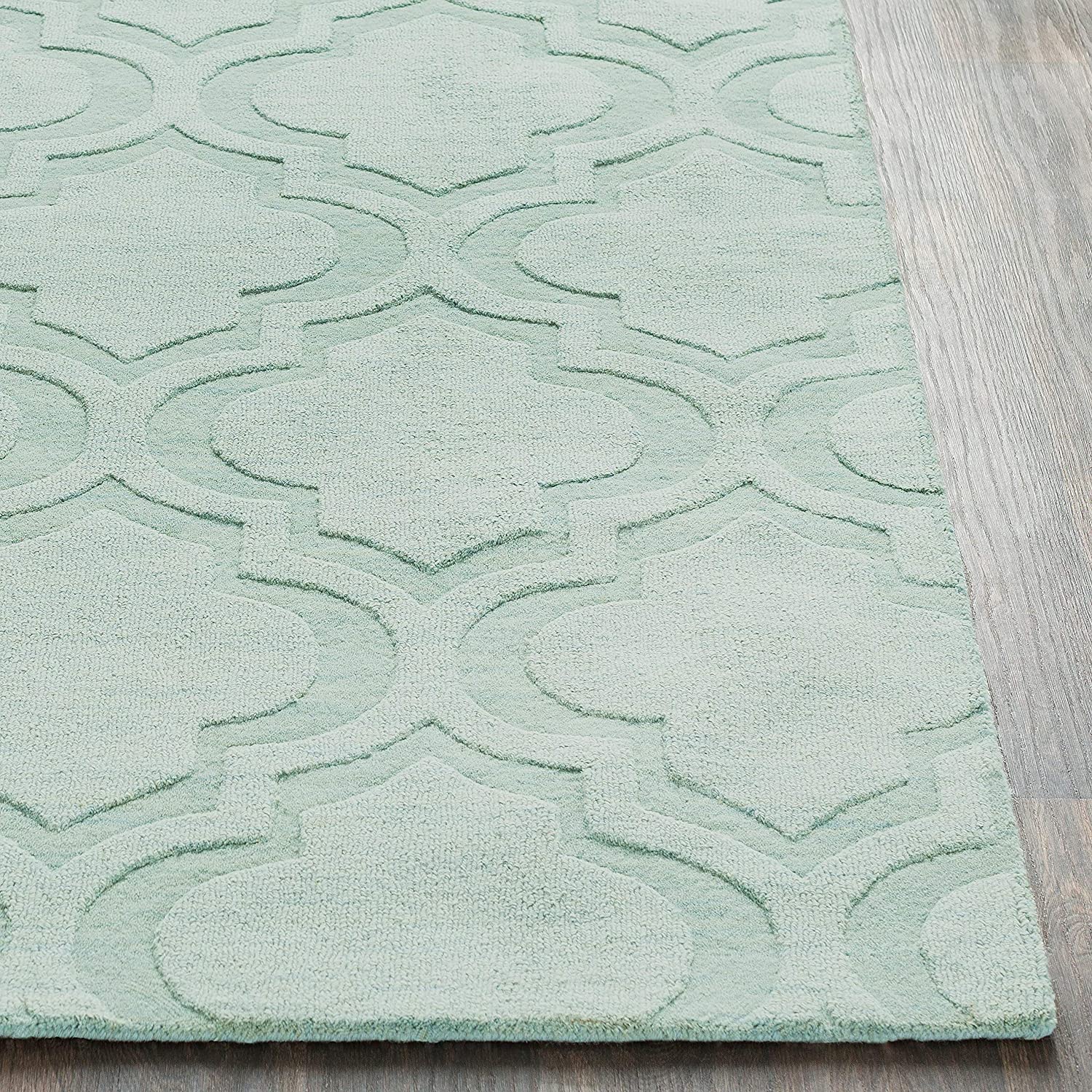 Lite Pista Green Moraccan Cut-Loop Hand-Tufted Wool Rug