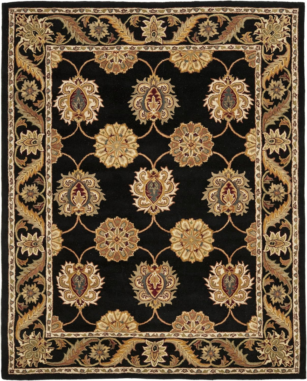 Black Handmade Vintage Persian Carpet