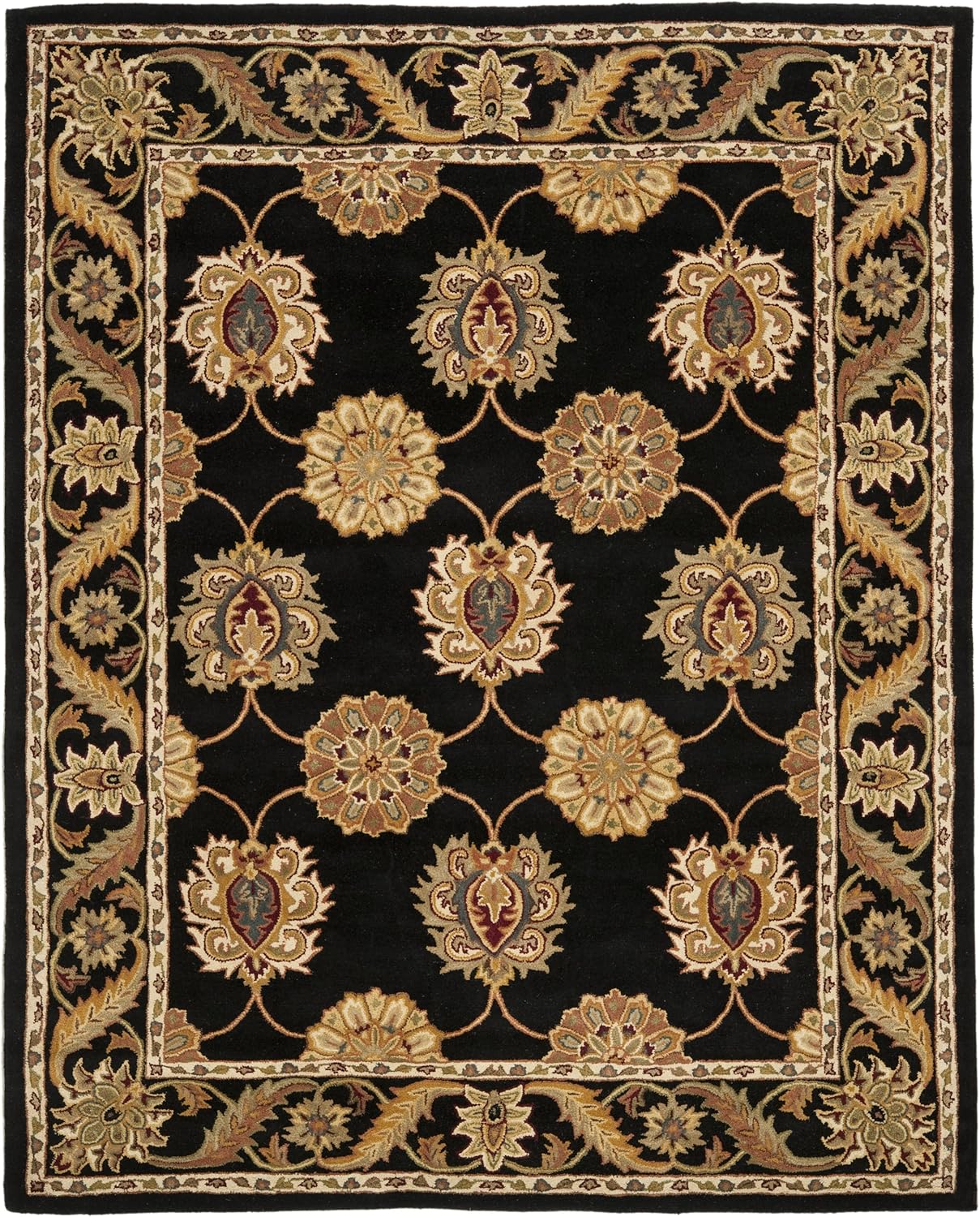 Black Handmade Vintage Persian Carpet