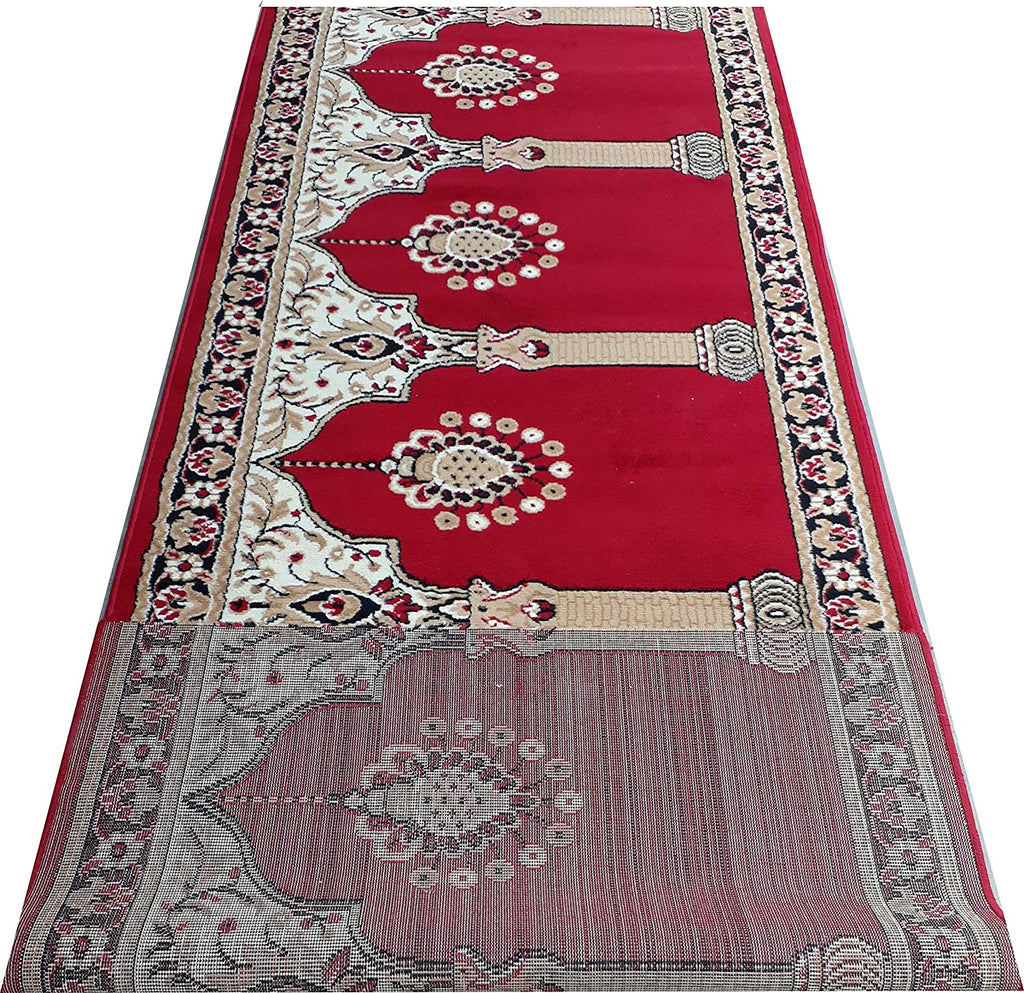 Red Janamaz Roll – Premium Masjid Carpet | Mosque Prayer Mat & Janamaz Rug