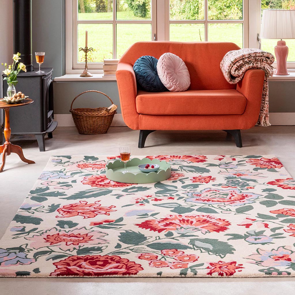 Abstract Petal Foliage Hand-Tufted Rug