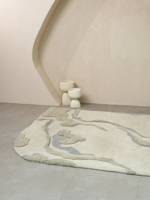 Abstract White Irregular Carpet & Rug