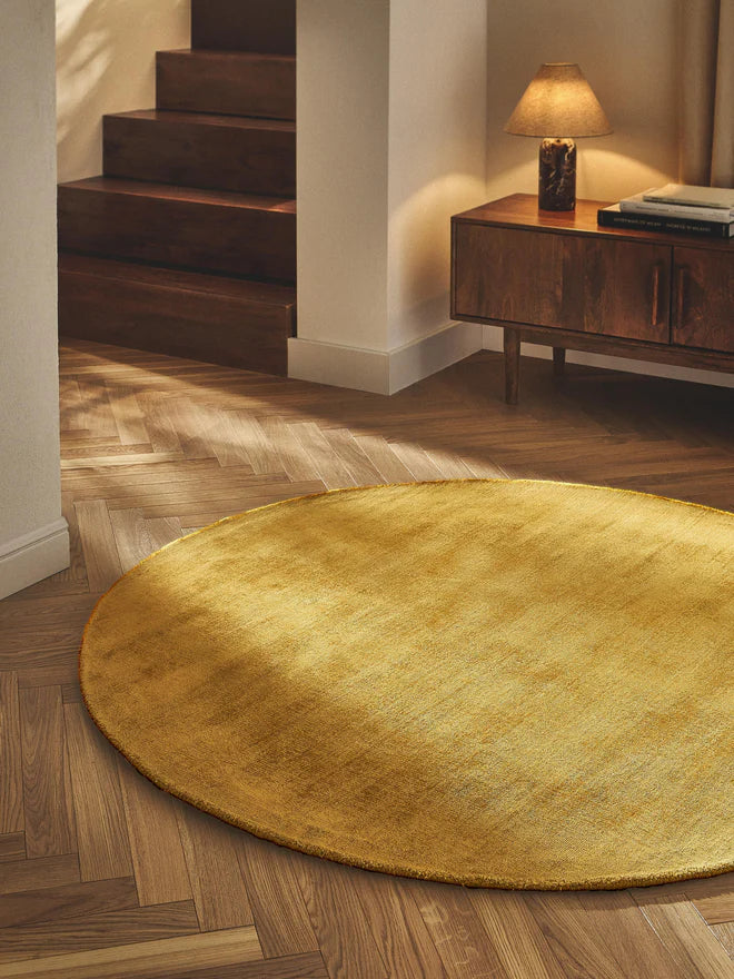 Amber Viscose Silk Round Area Rug