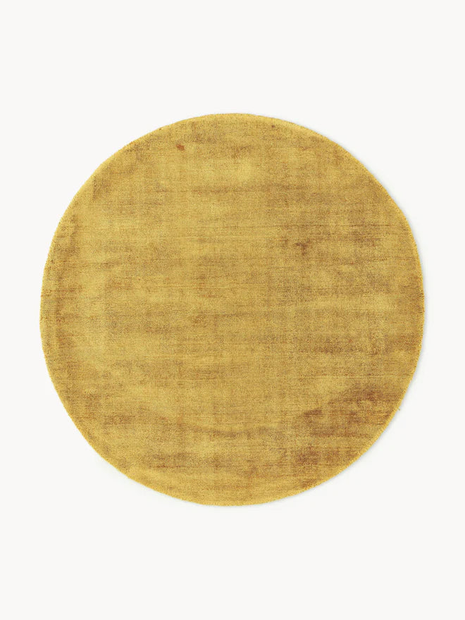 Amber Viscose Silk Round Area Rug