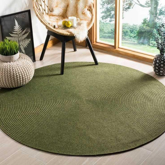 Premium Beige & White Border Round Handmade Braided Jute Rug – Bhadohi ...