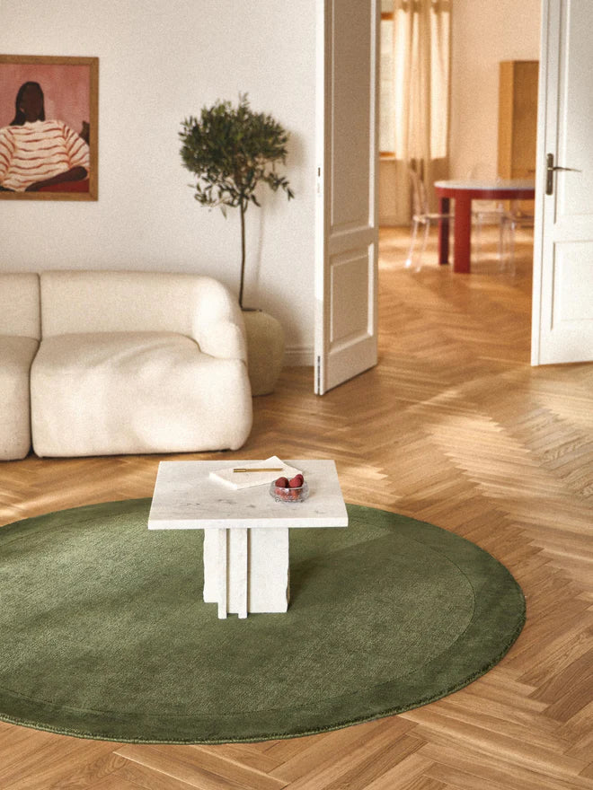 Army Green Viscose Silk Round Area Rug