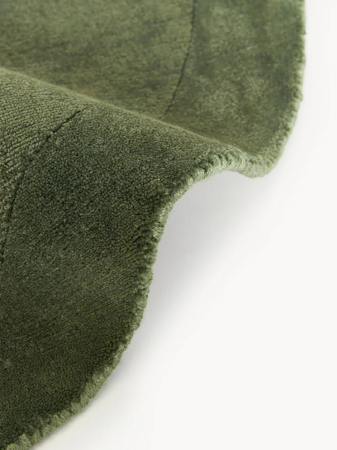 Army Green Viscose Silk Round Area Rug
