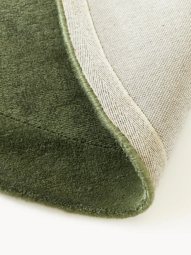 Army Green Viscose Silk Round Area Rug