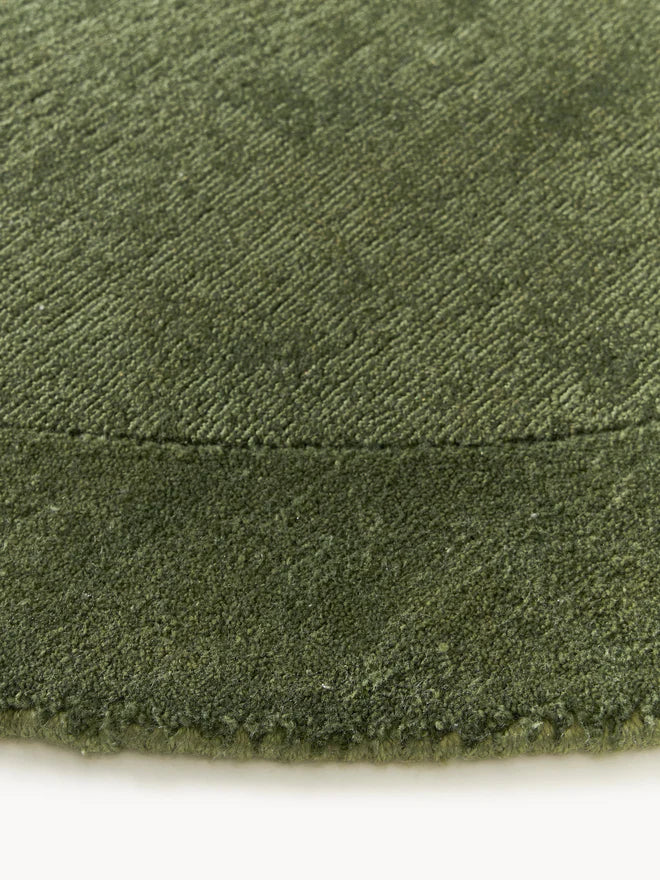 Army Green Viscose Silk Round Area Rug
