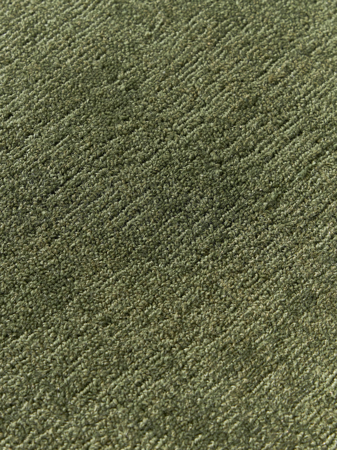 Army Green Viscose Silk Round Area Rug