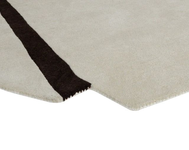 White & Black Color Premium Handmade Woolen Irregular Rug