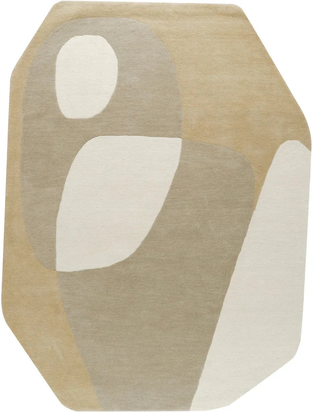 Beige Color Premium Handmade Woolen Irregular Rug