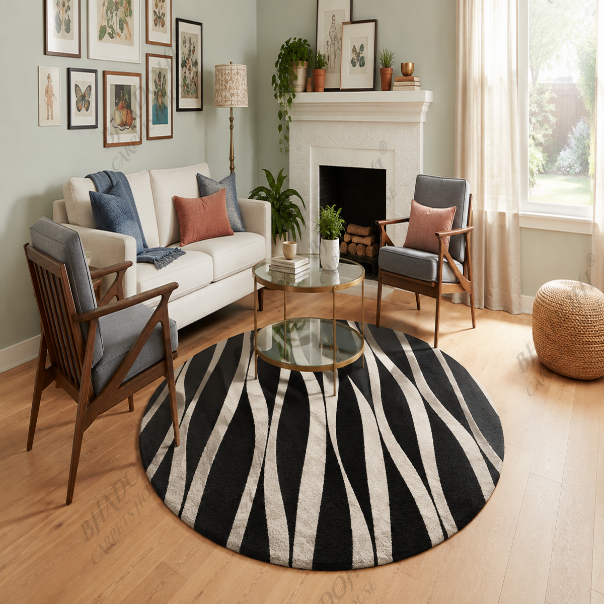 Designer Hand Tufted Round Carpet & Rug