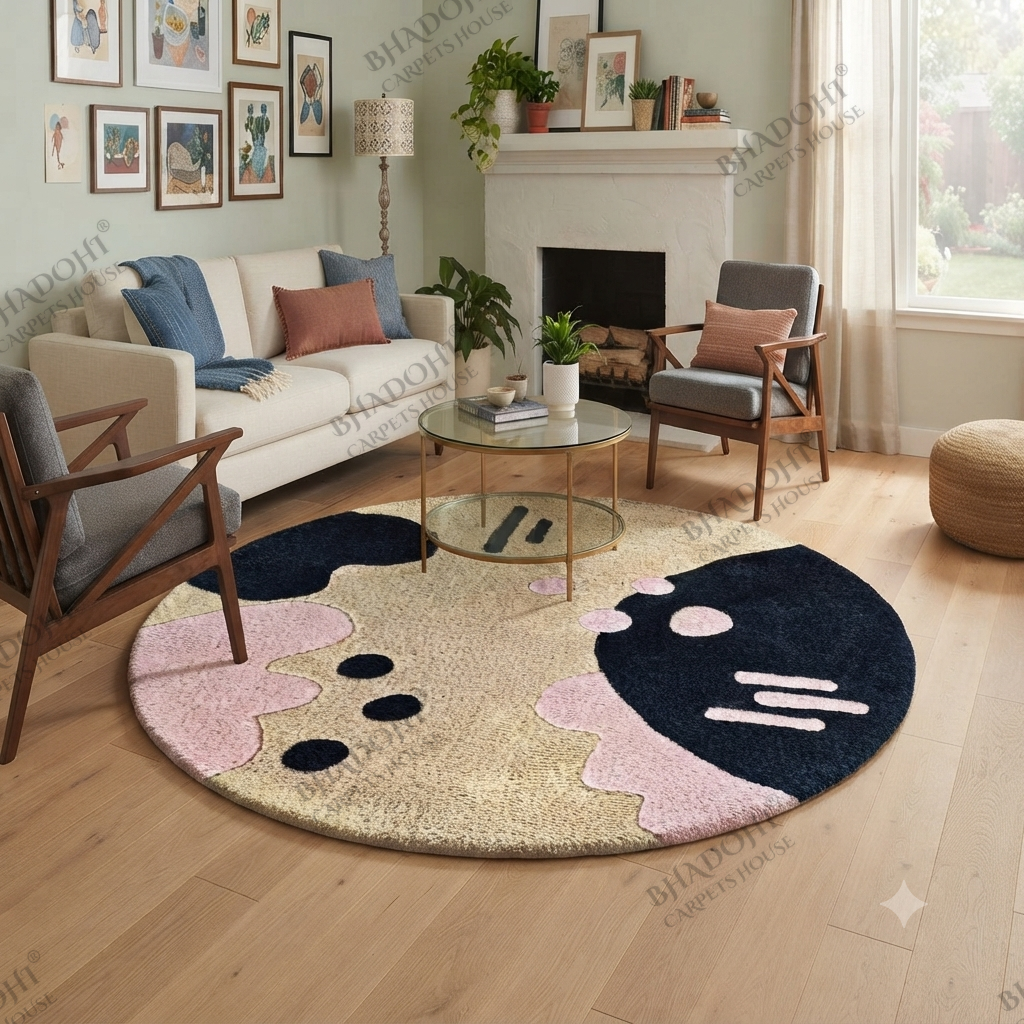 Luxe Hand Tufted Round Carpet & Rug