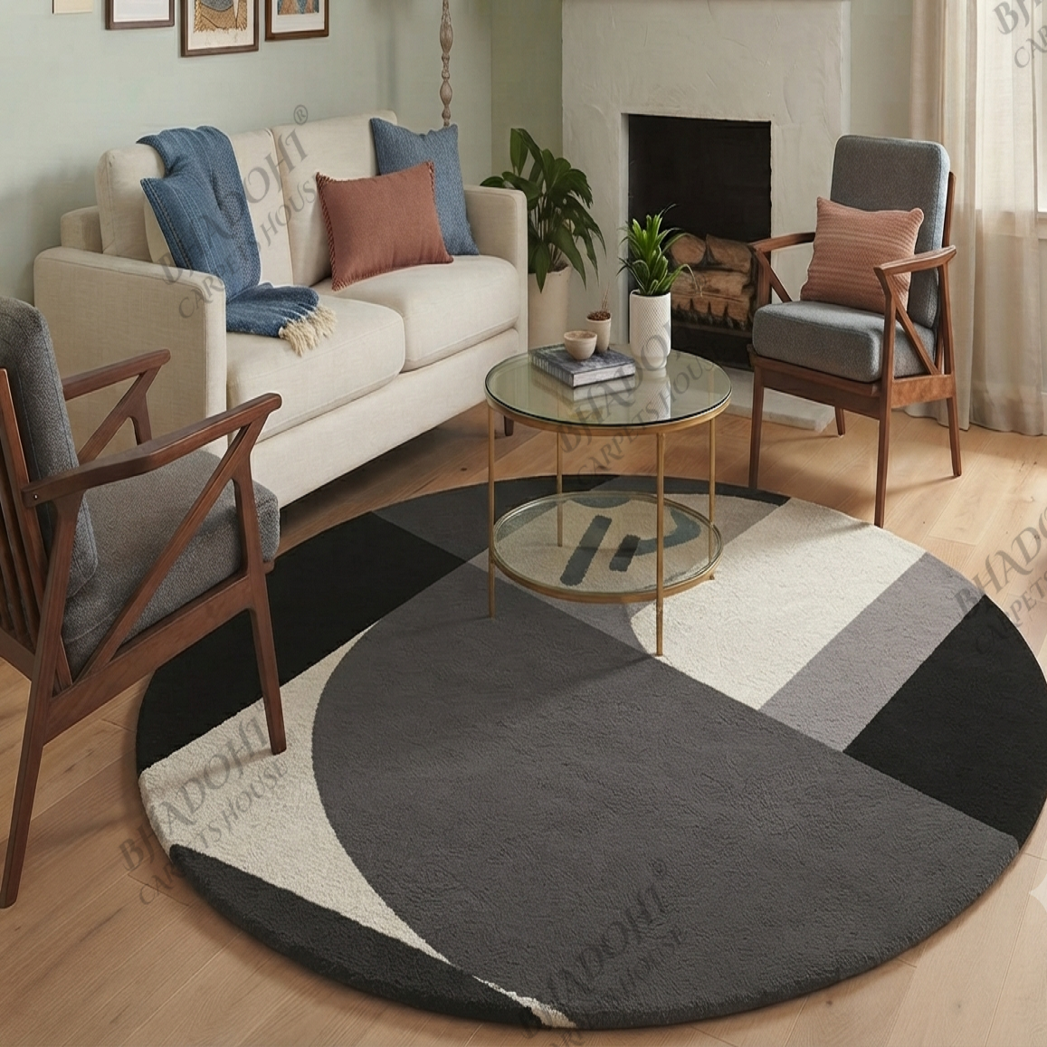 Elegant Hand Tufted Round Carpet & Rug