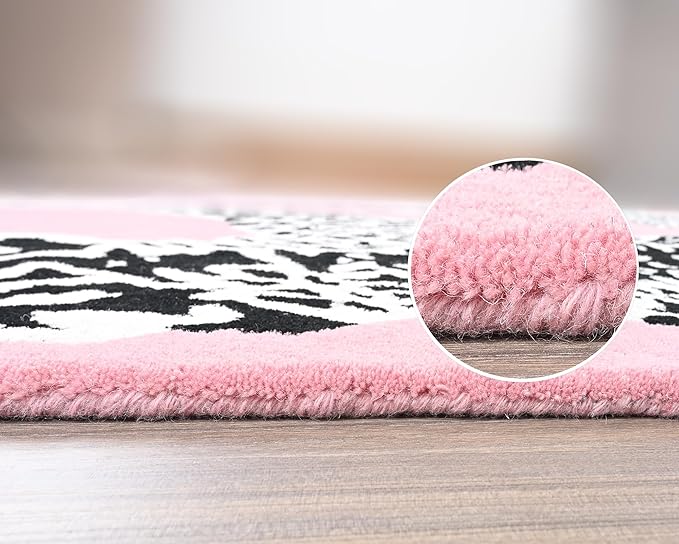Baby Pink Handmade Climbing Jaguar Wool Area Rug