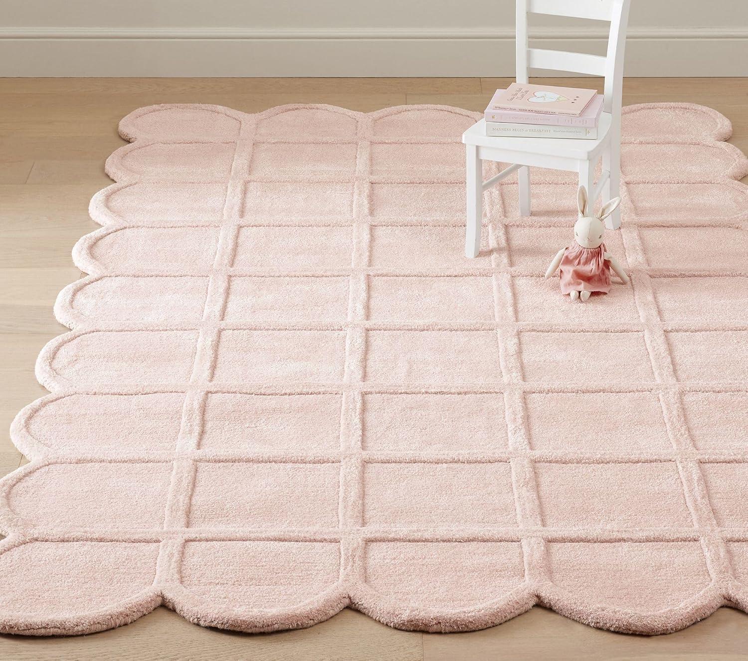 Baby Pink Loom Irregular Carpet & Rug