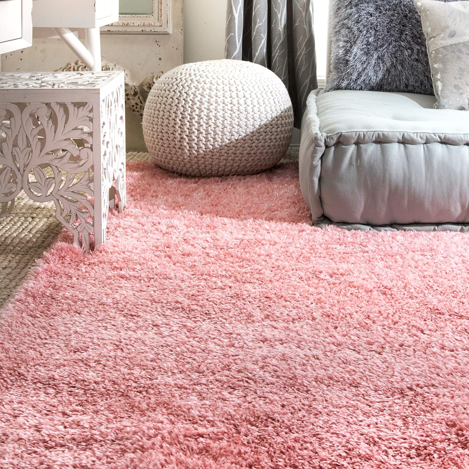 Baby Pink Urban Shaggy Carpet & Rug
