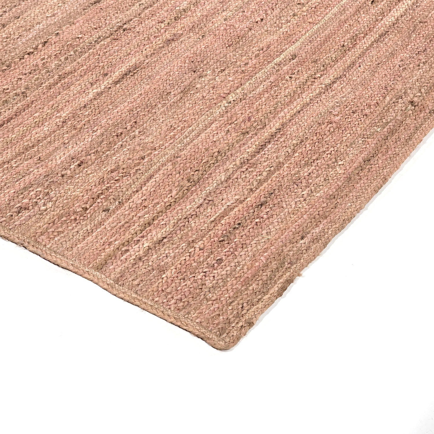 Beige Red Color Handmade Braided Jute Carpet