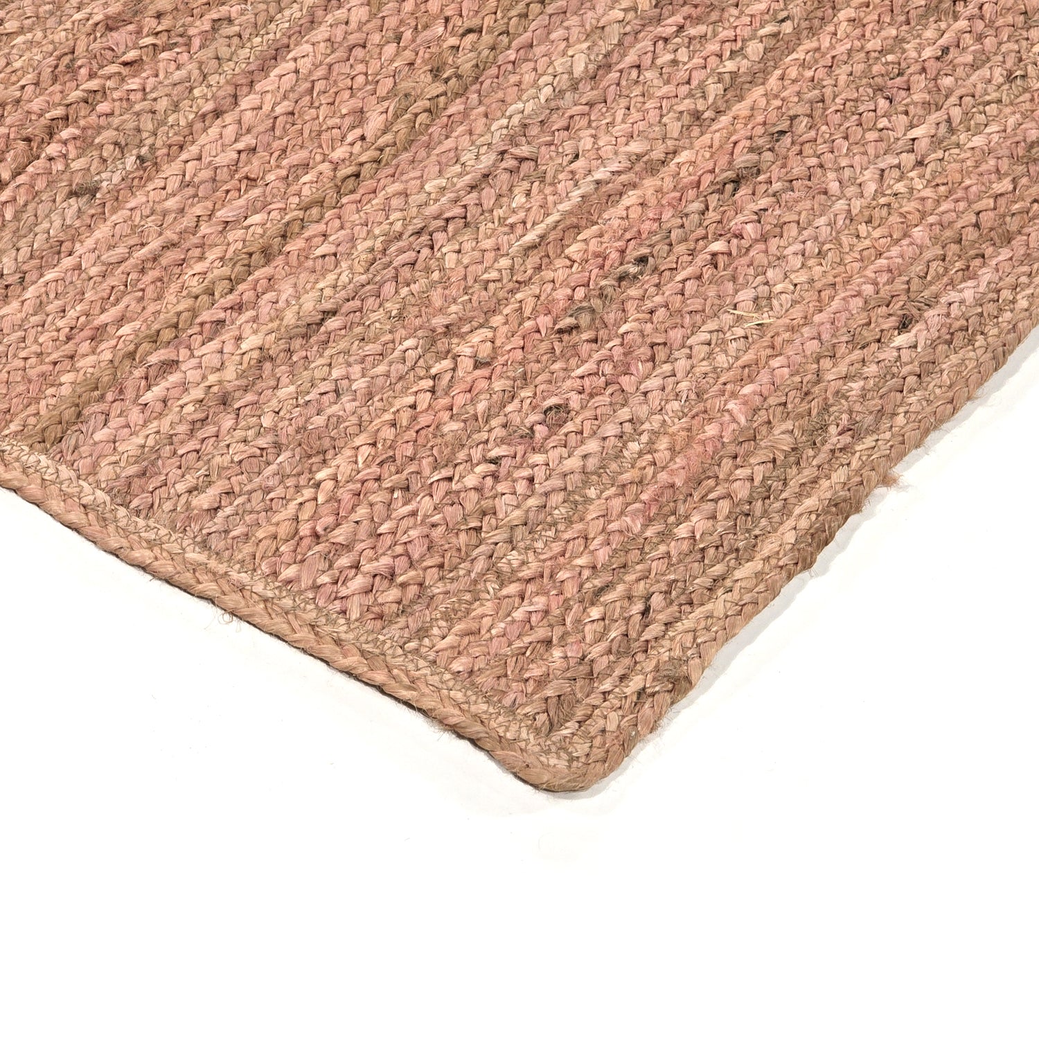 Beige Red Color Handmade Braided Jute Carpet