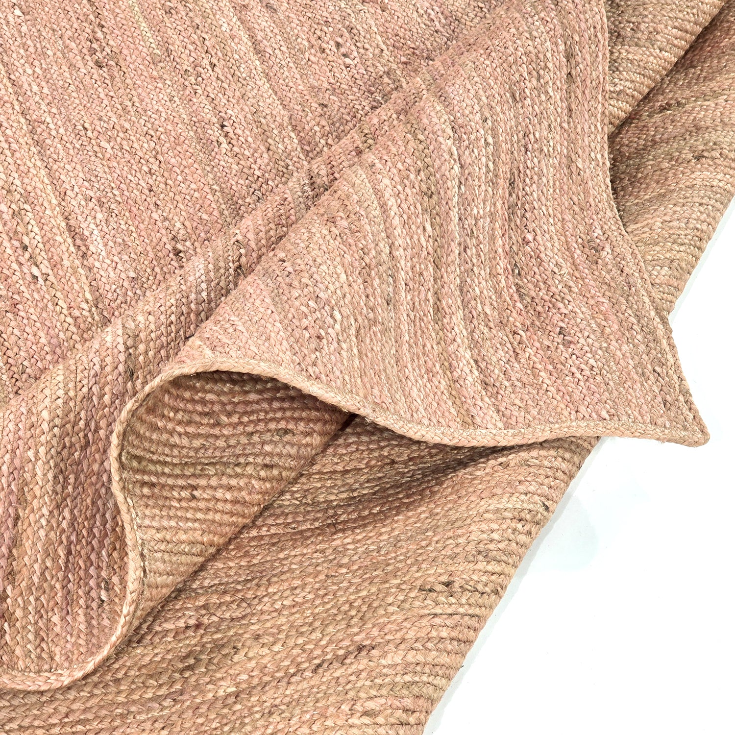 Beige Red Color Handmade Braided Jute Carpet