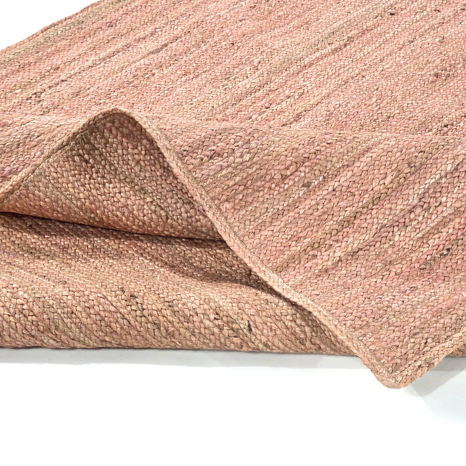 Beige Red Color Handmade Braided Jute Carpet