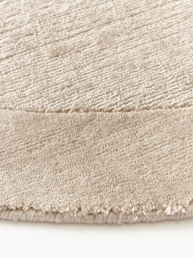 Beige Viscose Silk Round Area Rug