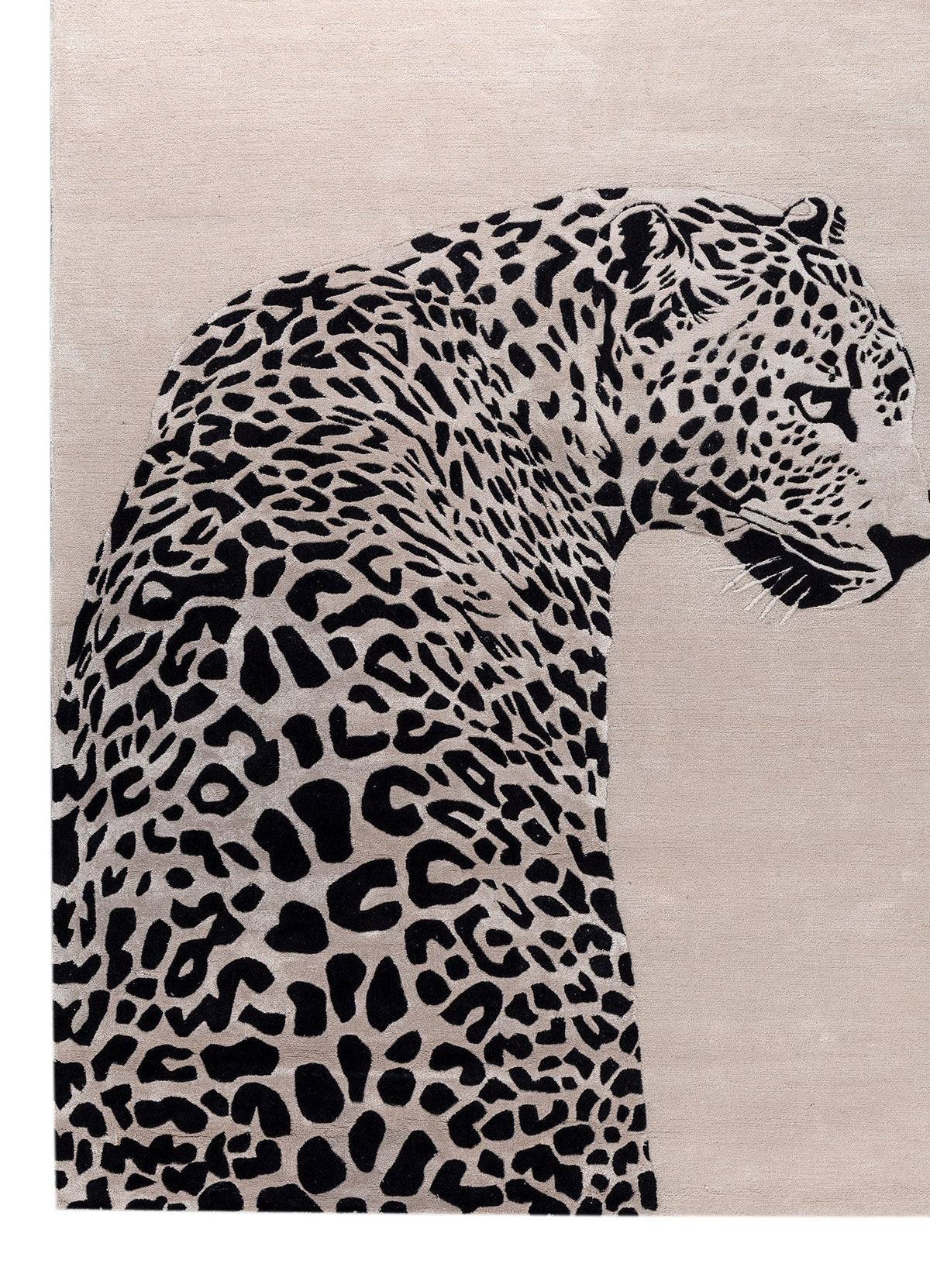 Black & Beige Abstract Animal Print Handmade Area Rug & Carpet