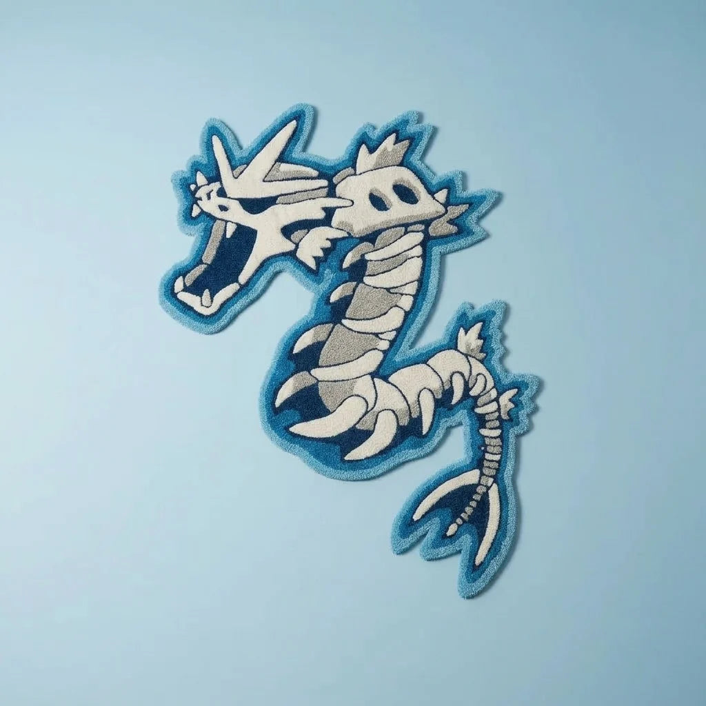Blue & White Dragon Shaped Handmade Area Rug & Carpet