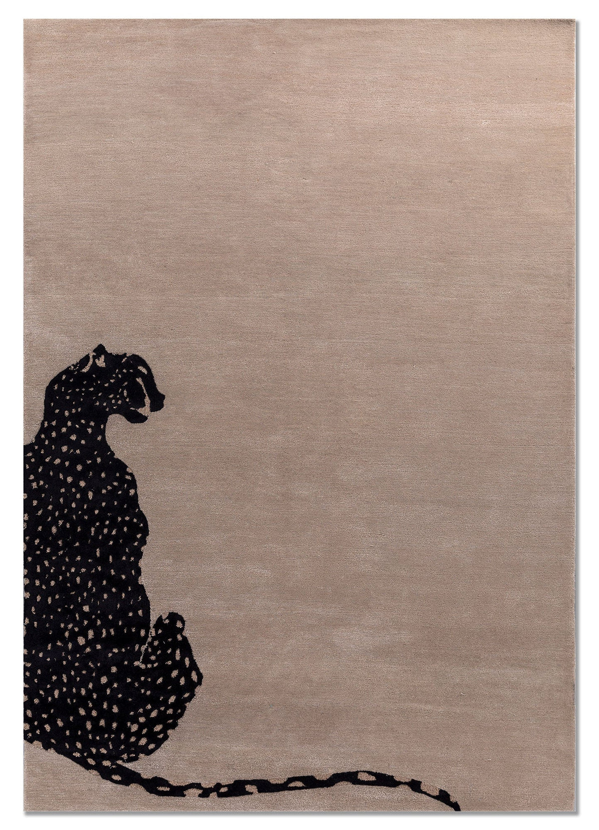 Black & Beige Abstract Animal Pattern Handmade Area Rug & Carpet