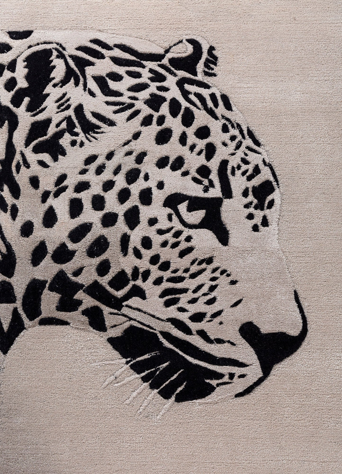Black & Beige Abstract Animal Print Handmade Area Rug & Carpet