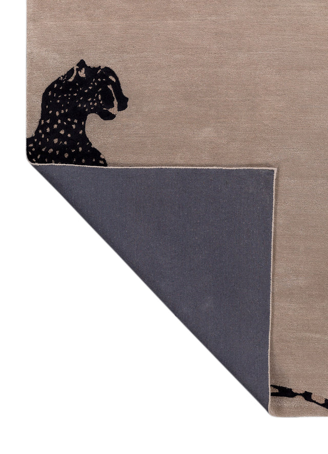 Black & Beige Abstract Animal Pattern Handmade Area Rug & Carpet