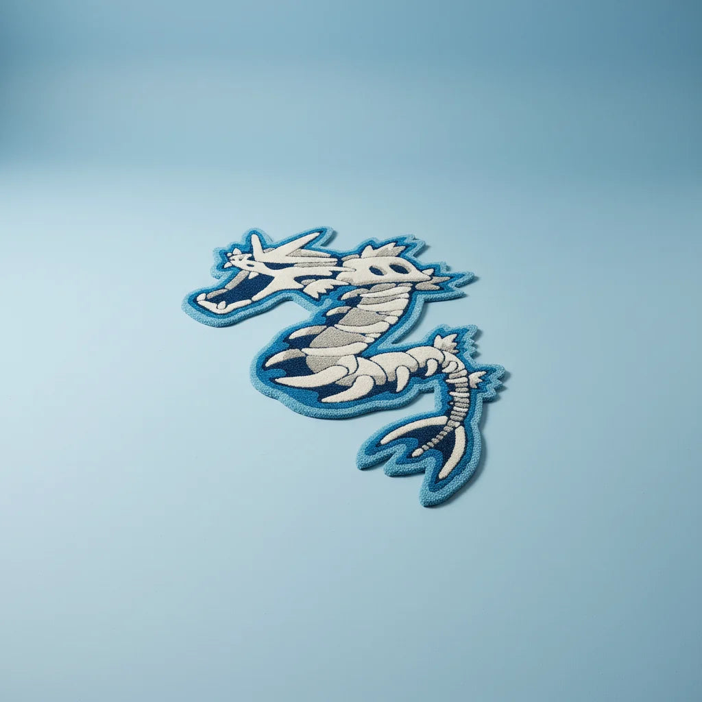 Blue & White Dragon Shaped Handmade Area Rug & Carpet