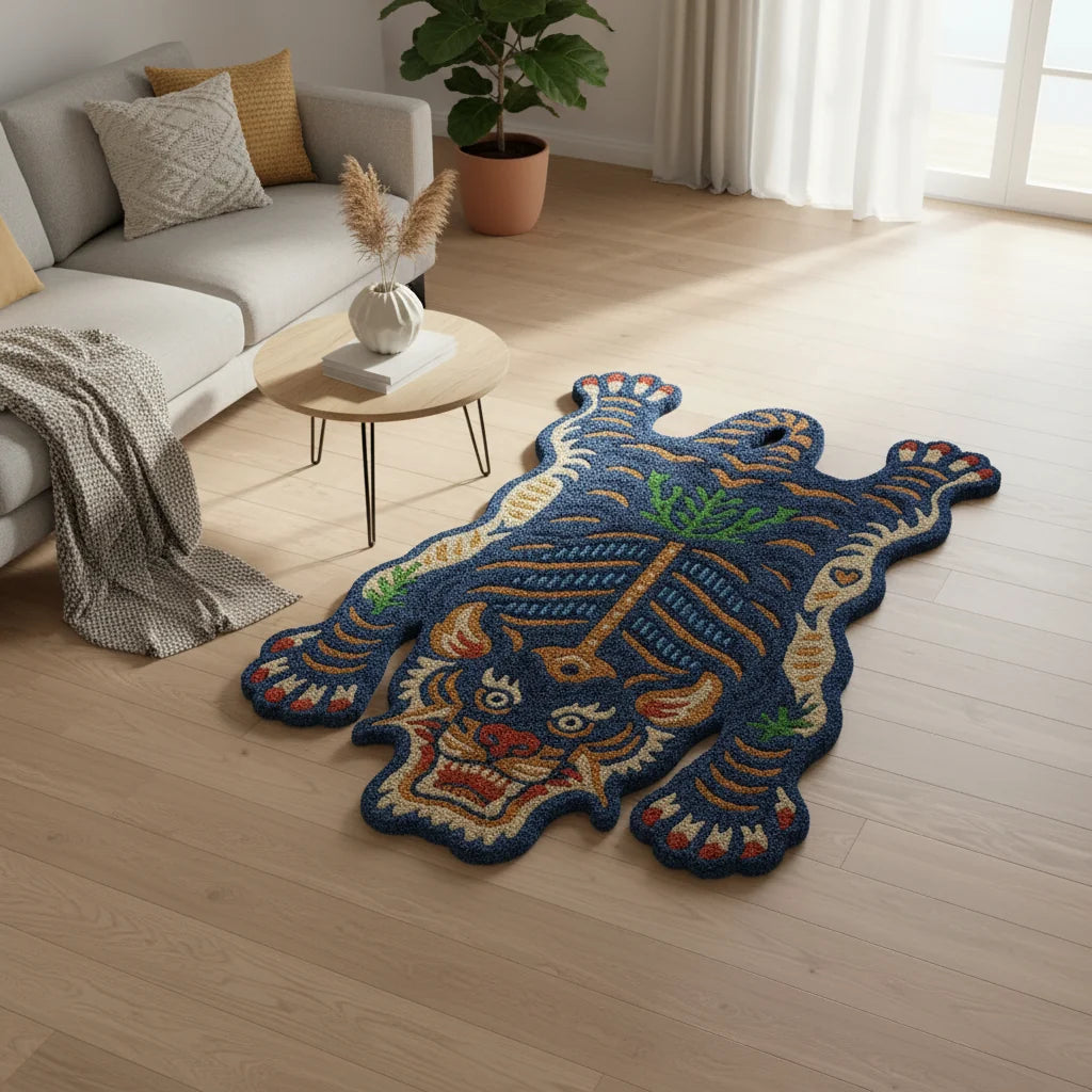 Multicolor Wild Animal Shaped Handmade Area Rug & Carpet