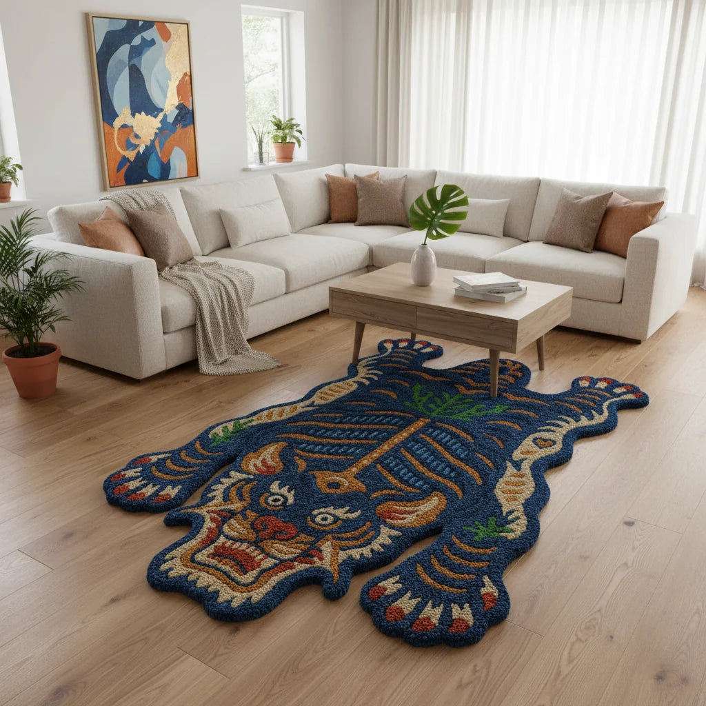 Multicolor Wild Animal Shaped Handmade Area Rug & Carpet